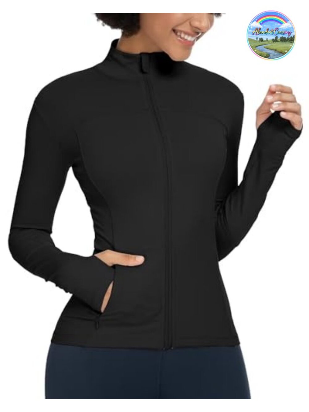 Women's Running Jacket Full Zip Thumbholes Sport Jacket with Pockets